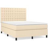  Krevet s oprugama i madracem krem 140x200 cm od tkanine | shoptok.hr