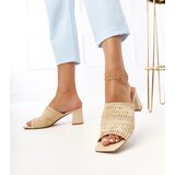 Gemre Beige block heel sandals with woven straps Gamboa | ePonuda.com