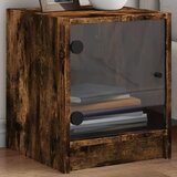  Noćni ormarić sa staklenim vratima boja hrasta 35 x 37 x 42 cm Smeđa | Shoptok.si