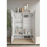 MID.YOU VITRINA, barve hrasta, bela, visoki sijaj | Shoptok.si