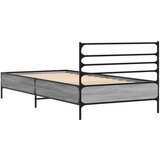 vidaXL Posteljni okvir siva sonoma 90x190 cm inženirski les in kovina, (21142791) | Shoptok.si