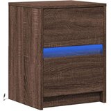 vidaXL Nočna omarica z LED lučkami rjavi hrast inženirski les | Shoptok.si