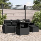 vidaXL 6-dijelni set vrtnih sofa s jastucima crni od poliratana | shoptok.hr