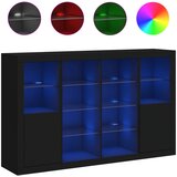 Maison Chic Komoda - Predalnik z LED diodami 3 kosi črn inženirski les, (21719982) | Shoptok.si