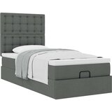 vidaXL Otomanski posteljni okvir z vzmetnico siv 90x200 cm blago | Shoptok.si