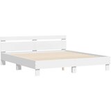  Okvir kreveta s uzglavljem i LED svjetlima bijeli 200 x 200 cm | shoptok.hr