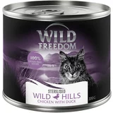 Wild Freedom Adult Sterilised 6 x 200 g/400 g po posebni ceni! - Adult Sterilised 6 x 200 g Wild Hills Sterilised - piščanec z raco
