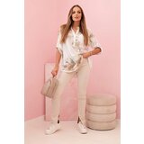 Kesi Włoski Women's loose-fitting cotton shirt with a floral pattern white | shoptok.hr