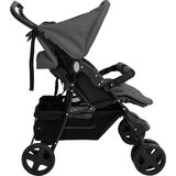 vidaXL Otroški voziček za dvojčke temno siv jeklen | Shoptok.si