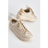 Marjin Women's Sneaker Thick Sole Lace-Up Sports Shoes Tales Beige Leopard cene