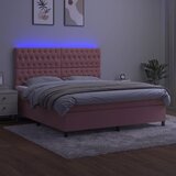  box spring s madracem LED ružičasti 160x200cm baršunasti | shoptok.hr