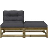 vidaXL Vrtna sofa bez naslona za ruke s jastucima i tabureom | shoptok.hr