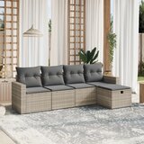 Maison Chic Seti vrtnega pohištva - Vrtna garnitura - Vrtni pohištvo set 5-delna z blazinami siv poli ratan, (21818276) | Shoptok.si