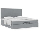 vidaXL Otomanski posteljni okvir z vzmetnicami siv 200x200 cm blago | Shoptok.si