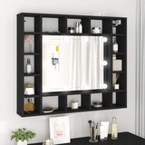 vidaXL LED omarica z ogledalom črna 91x15x76,5 cm Cene