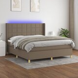  box spring s madracem LED smeđesivi 180x200 cm tkanina Cijene