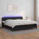 Krevet box spring s madracem LED crni 200x200cm od umjetne kože Cijene