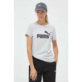 Puma Bombažna kratka majica siva barva