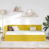 vidaXL Kutni okvir kreveta s uzglavljem Žuta 100 x 200 cm Baršun | shoptok.hr