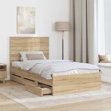  Krevetna konstrukcija s ladicama Sonoma hrast 100 x 200 cm | shoptok.hr