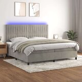  Box spring postelja z vzmetnico LED svetlo siva 200x200cm žamet, (20761261) Cene