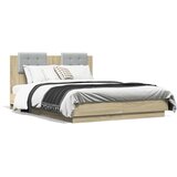  Okvir za krevet s uzglavljem boja hrasta 135x190 cm drveni | shoptok.hr
