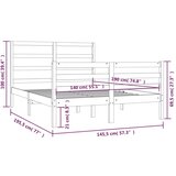  Posteljni okvir bel iz trdne borovine 140x190 cm, (20684912) | Shoptok.si