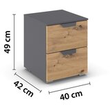 Premium Living Nočna Omarica Karpo, Siva, Barva Hrasta | Shoptok.si