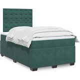 vidaXL Box spring postelja z vzmetnico temno zelena 120x200 cm žamet Cene