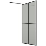 Pregrada za tuš s policom crna 118x190 cm staklo ESG i aluminij | Eponuda.ba