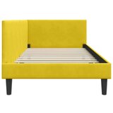 vidaXL Kotna postelja Drugo Rumena 90 x 200 cm Samet in sodobno leseno | Shoptok.si