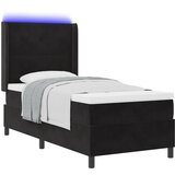 vidaXL postelja z box springom z vzmetnico in LED črna 90x190 cm žamet, (22080791) Cene