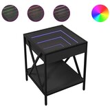  Noćni ormarić s beskonačnim LED svjetlima crni 40x40x49 cm | shoptok.hr