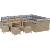 13 Dijelni Vrtni Kauč Set s Jastucima Bež Poli Ratan Akacija | shoptok.hr