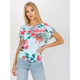Fashionhunters Light blue blouse with summer pattern RUE PARIS