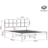  Krevetni okvir s tapiciranim uzglavljem Prirodna i tamnosiva - Prirodna i tamnosiva 140 x 200 cm | shoptok.hr