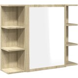 The Living Store Kopalniška omarica z ogledalom sonoma hrast 80x20,5x64 cm - Kopalniška Stenska Omarica, (21497319) | Shoptok.si