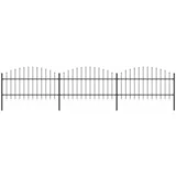vidaXL Vrtna ograja s koničastimi vrhovi jeklo (1-1,25)x5,1 m črna