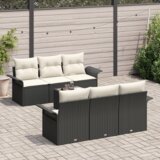  7-dijelni vrtni sofas set s jastučićima crni poli ratan | shoptok.hr