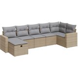 Maison Chic Seti vrtnega pohištva - Vrtna garnitura - Vrtni pohištvo set 7-delna z blazinami bež poli ratan, (21807059) | Shoptok.si