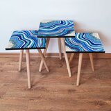 Hanah home 3Shp290 - navy blue navy bluebluewhitepurple nesting table (3 pieces) | ePonuda.com