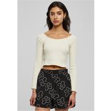 UC Ladies Ladies Short Rib Wide V-Neck Longsleeve whitesand Cene