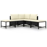 The Living Store Vrtna sedežna garnitura z blazinami 5-delna črna poli ratan - Vrtna Sedežna Garnitura, (21477397) | Shoptok.si