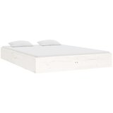  Posteljni okvir bel iz trdnega lesa 135x190 cm 4FT6, (20707485) | Shoptok.si