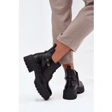 Boto Low Insulated Women's Ankle Boots on Block with Decorative Strap Black Therisse | shoptok.hr