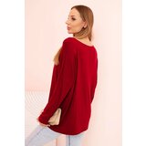 Kesi Włoski Women's viscose blouse with long sleeves and gold floral print maroon | ePonuda.com
