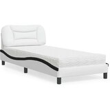 vidaXL Postelja z vzmetnico bela in črna 90x190 cm umetno usnje Cene