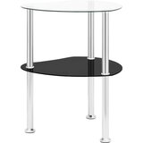 vidaXL Bočni stolić s 2 razine prozirni/crni 38x38x50cm kaljeno staklo Cijene