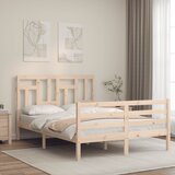 vidaXL Posteljni okvir z vzglavjem 140x190 cm trden les | Shoptok.si