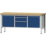 ANKE Delovna miza, izvedba z ogrodjem, 2 vrat 540 mm, 3 predali, višina 890 mm, masivna bukovina | Shoptok.si